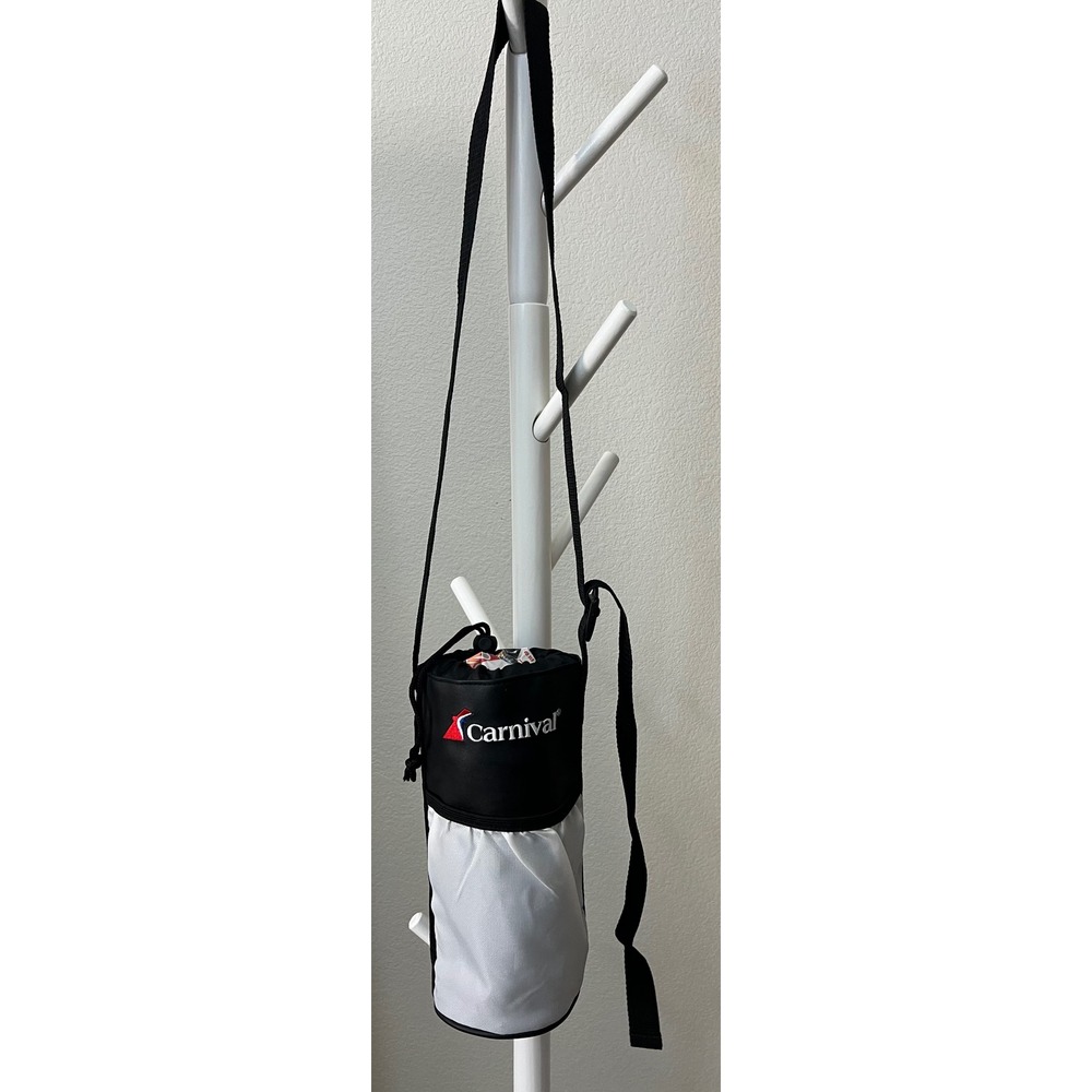 Carnival Cruise Line Water Bottle Holder Black White Adjustable Crossbody Strap‎